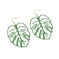 Boucles d'oreilles fer, feuille, Placage de couleur d'or, bijoux de mode & pour femme & creux, plus de couleurs à choisir, protéger l'environnement, sans nickel, plomb et cadmium, 45x68mm, Vendu par paire