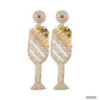 Joias de Brinco, Seedbead, with Lantejoulas, Caneca, joias de moda & para mulher & com strass, 22x80mm, vendido por par