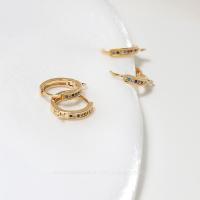 Brass Huggie Hoop Earring Round plated DIY & with rhinestone nickel lead & cadmium free Sold By Pair