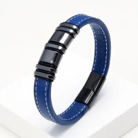 PU Leather Cord Bracelets with 304 Stainless Steel plated Unisex Length Approx 21 cm Sold By PC