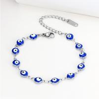 Evil Eye Jóias Pulseira, Partículas de aço, joias de moda & para mulher, azul, comprimento Aprox 17.5-22.5 cm, vendido por PC