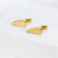 Titanové ocelové náušnice, Titanium ocel, Wing Shape, módní šperky & pro ženy, zlatý, 14x13mm, Prodáno By Pair