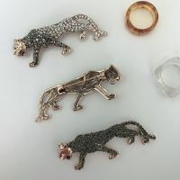 Zink Alloy Broscher, Leopard, plated, för kvinna & med strass, fler färger för val, nickel, bly och kadmium gratis, 65mm, Säljs av PC