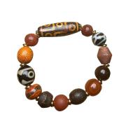 Agate smykker armbånd, Tibetansk agat, med zink legering perle & Agate, håndlavet, Naturligt & mode smykker & Unisex, 40mm, Solgt Per 20-22 cm Strand