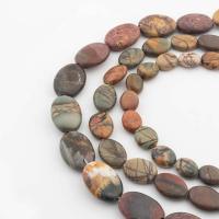 Gemstone Jewelry Beads Impression Jasper Flat Oval DIY mixed colors Sold Per Approx 40.3 cm Strand