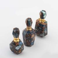 Impression Jasper Perfume Bottle Pendant with Brass gold color plated fashion jewelry & DIY mixed colors Sold By PC