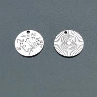 Alliage de zinc plate ronde pendentifs, Plat rond, Plaqué de couleur d'argent, Vintage & DIY, protéger l'environnement, sans nickel, plomb et cadmium, 20mm, Environ 100PC/sac, Vendu par sac