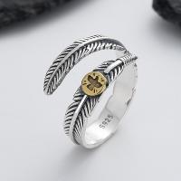 925 Sterling Silver Finger Rings Feather Antique finish fashion jewelry & for woman nickel lead & cadmium free Sold By PC