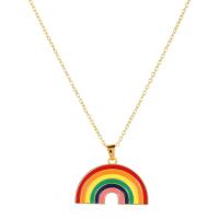 Zinklegierung Schmuck Halskette, mit Verlängerungskettchen von 1.97inch, Regenbogen, KC goldfarben plattiert, Modeschmuck & für Frau & Emaille, regenbogenfarben, frei von Nickel, Blei & Kadmium, 26x32mm, verkauft per ca. 16.93 ZollInch Strang