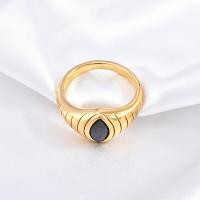 Anillo de dedo de Titantium Acero, Partículas de acero, 18K chapado en oro, diverso tamaño para la opción & micro arcilla de zirconia cúbica & para mujer, dorado, Vendido por UD