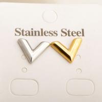 Titanium Staal Earring, Letter V, mode sieraden & uniseks, meer kleuren voor de keuze, 2mm, Verkocht door pair