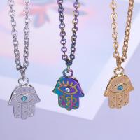 Zlo očiju Nakit Ogrlica, 304 nehrđajućeg čelika, Hamsa, modni nakit & različitih stilova za izbor & za žene & s Rhinestone, više boja za izbor, 12x17mm, Dužina Približno 50 cm, Prodano By PC