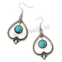 Pendientes de Aleación de Zinc, con turquesa, chapado en color de plata, Joyería & estilo popular & para mujer, verde, 30x67mm, Vendido por Par