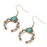 Sinc Alloy Earrings, le turquoise, dath airgid plated, jewelry faisin & stíl tíre & do bhean, glas, 25x46mm, Díolta De réir Péire