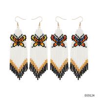 Fringe pendientes de la manera, Seedbead, Mariposa, Joyería & para mujer, más colores para la opción, 30x105mm, Vendido por Par