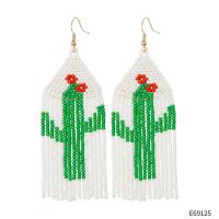 Faisean Fringe Earrings, Seedbead, Opuntia Stricta, jewelry faisin & do bhean, dathanna measctha, 35x103mm, Díolta De réir Péire