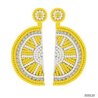 Pendientes, Seedbead, Limón, Joyería & para mujer & con diamantes de imitación, amarillo, 27x65mm, Vendido por Par