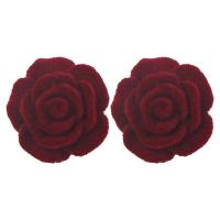 Joias de Brinco, Tecido flocado, Flor, joias de moda & Vario tipos a sua escolha & para mulher, vermelho, 20mm, vendido por par