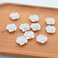 Grânulos de plástico ABS, Pérolas de plástico ABS, Flor, DIY, branco, 19x19mm, Buraco:Aprox 1.5mm, Aprox 100PCs/Bag, vendido por Bag