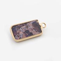 Imperial Jasper riipukset, Vaikutelma Jasper, kanssa Messinki, Suorakulmio, kullan väri kullattu, tee-se-itse, violetti, 27x13x6mm, Myymät PC