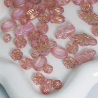 Gold Accent Acrylic Beads vintage & DIY & mixed pink 14mm Sold By Bag