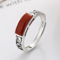 Sterling Silver Jewelry Finger Ring, 925 sterline d'argento, with Yunnan Red Agate, gioielli di moda & stili diversi per la scelta & per la donna, assenza di nichel,piombo&cadmio, Venduto da PC