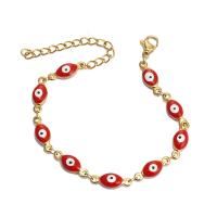 Bracelet Evil Eye bijoux, Acier inoxydable 304, avec 1.97inch chaînes de rallonge, Plaqué or 18K, bijoux de mode & pour femme & émail, plus de couleurs à choisir, Longueur Environ 6.1 pouce, Vendu par PC