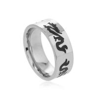 Sinc Alloy Finger Ring, Dragon, dath airgid plated, jewelry faisin & unisex, 8mm, Trastomhas Istigh:Thart 18mm, Díolta De réir PC