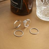 Cink Alloy Ring Set, Cink ötvözet, galvanizált, 4 darab & divat ékszerek & különböző stílusokat a választás & a nő & strasszos, több színt a választás, nikkel, ólom és kadmium mentes, Által értékesített Set