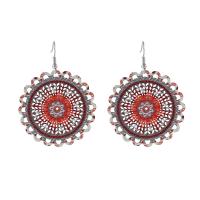 aleación de zinc Pendientes con Colgantes, Flor, estampado, estilo popular & para mujer & hueco, 47x63mm, Vendido por Par