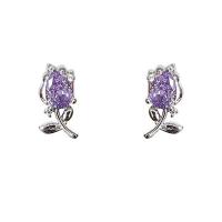 laiton Clip boucle d’oreille, Placage, bijoux de mode & pavé de micro zircon & pour femme, plus de couleurs à choisir, protéger l'environnement, sans nickel, plomb et cadmium, 15x7mm, Vendu par paire