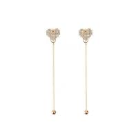 laiton Clip boucle d’oreille, Placage de couleur d'or, bijoux de mode & pavé de micro zircon & pour femme, protéger l'environnement, sans nickel, plomb et cadmium, 47x9mm, Vendu par paire