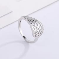 Mikro cubic cirkónium Pave Sterling ezüst gyűrű, 925 ezüst, Wing Forma, divat ékszerek & különböző méretű a választás & mikro egyengetni cirkónia & a nő, nikkel, ólom és kadmium mentes, 10x19mm,2mm, Által értékesített PC