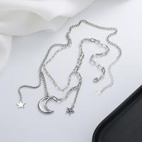 925 Sterling Silver Necklaces with 1.97inch extender chain Antique finish Double Layer & fashion jewelry & for woman nickel lead & cadmium free Length Approx 15.75 Inch Sold By PC