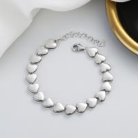 Bracelets en argent sterling, Argent sterling 925, avec 1.57inch chaînes de rallonge, coeur, bijoux de mode & pour femme, protéger l'environnement, sans nickel, plomb et cadmium, Longueur Environ 6.3 pouce, Vendu par PC