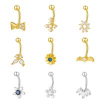 Belly Ring Ottone, stili diversi per la scelta & Micro spianare cubic zirconia & per la donna, nessuno, assenza di nichel,piombo&cadmio, 17mm, Venduto da PC