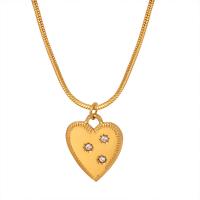 Titanium Steel Necklace with 1.97inch extender chain Heart 18K gold plated fashion jewelry & for woman golden Length Approx 17.72 Inch Sold By PC