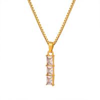 Colar de aço titânio, Partículas de aço, with cristal, with 1.97inch extender chain, banhado, joias de moda & para mulher, dourado, 5x20mm, comprimento Aprox 15.75 inchaltura, vendido por PC