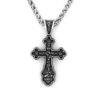 Tíotáiniam Cruach muince, Cruach Tíotáiniam, Cross, snasta, jewelry faisin & stíleanna éagsúla do rogha & do fear, 65x35.90mm, Fad 60 cm, Díolta De réir PC