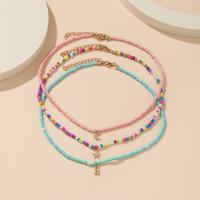 Seedbead collier, avec alliage de zinc, trois pièces & bijoux de mode & pour femme, protéger l'environnement, sans nickel, plomb et cadmium, Vendu par fixé