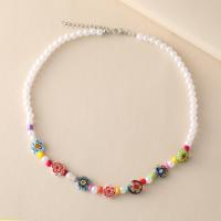 Glass Seed Beads Necklace Seedbead with Plastic Pearl fashion jewelry & for woman nickel lead & cadmium free Sold By PC