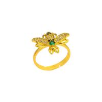 Cubic Zirconia Micro Pave Brass Ring real gold plated Adjustable & micro pave cubic zirconia & for woman gold Sold By PC