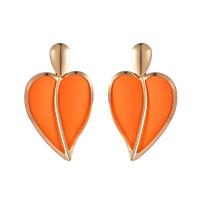 Zinc Alloy Drop Earring, Heart, malede, mode smykker & for kvinde, flere farver til valg, 34x59mm, Solgt af par