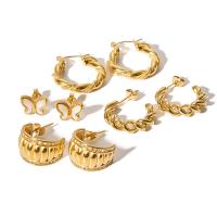 304 roestvrij staal Stud Earring, 18K verguld, verschillende stijlen voor de keuze & micro pave zirconia & voor vrouw, 9-28mm, Verkocht door pair