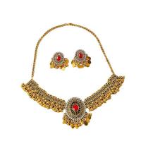 Zinc Alloy Sieraden set, oorbel & halsketting, met Plastic Pearl, gold plated, Vintage & verschillende stijlen voor de keuze & voor vrouw & met strass, Lengte Ca 16.1 inch, Verkocht door Stel