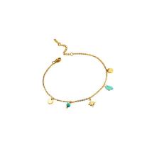 Acier inoxydable 304 bracelet de cheville, avec turquoise, avec 1.6inch chaînes de rallonge, Placage de couleur d'or, styles différents pour le choix & pour femme, Longueur Environ 7.9 pouce, Vendu par PC