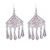 Zinc Alloy Drop Earring, silver plated, folk stijl & verschillende stijlen voor de keuze & voor vrouw, 37x82mm, Verkocht door pair