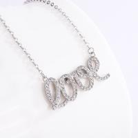 Cubic Zircon Micro Pave 925 Sterling Silver Necklace with 1.18inch extender chain Alphabet Letter fashion jewelry & micro pave cubic zirconia & for woman nickel lead & cadmium free Length Approx 16.54 Inch Sold By PC