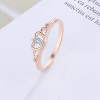 Zircon cubique Micro Pave Sterling Silver Rings, Argent sterling 925, couronne, Plaqué de couleur d'or rose, bijoux de mode & styles différents pour le choix & pavé de micro zircon & pour femme, protéger l'environnement, sans nickel, plomb et cadmium, 5mm, Vendu par PC