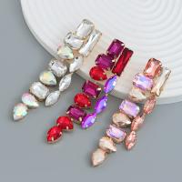 Zinc Alloy Drop Earrings with Glass Rhinestone fashion jewelry & for woman nickel lead & cadmium free Sold By Pair